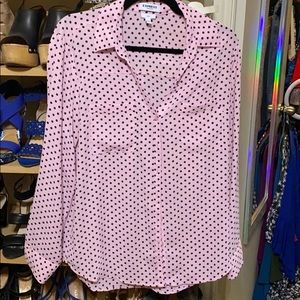 Pink polka dot button up from Express